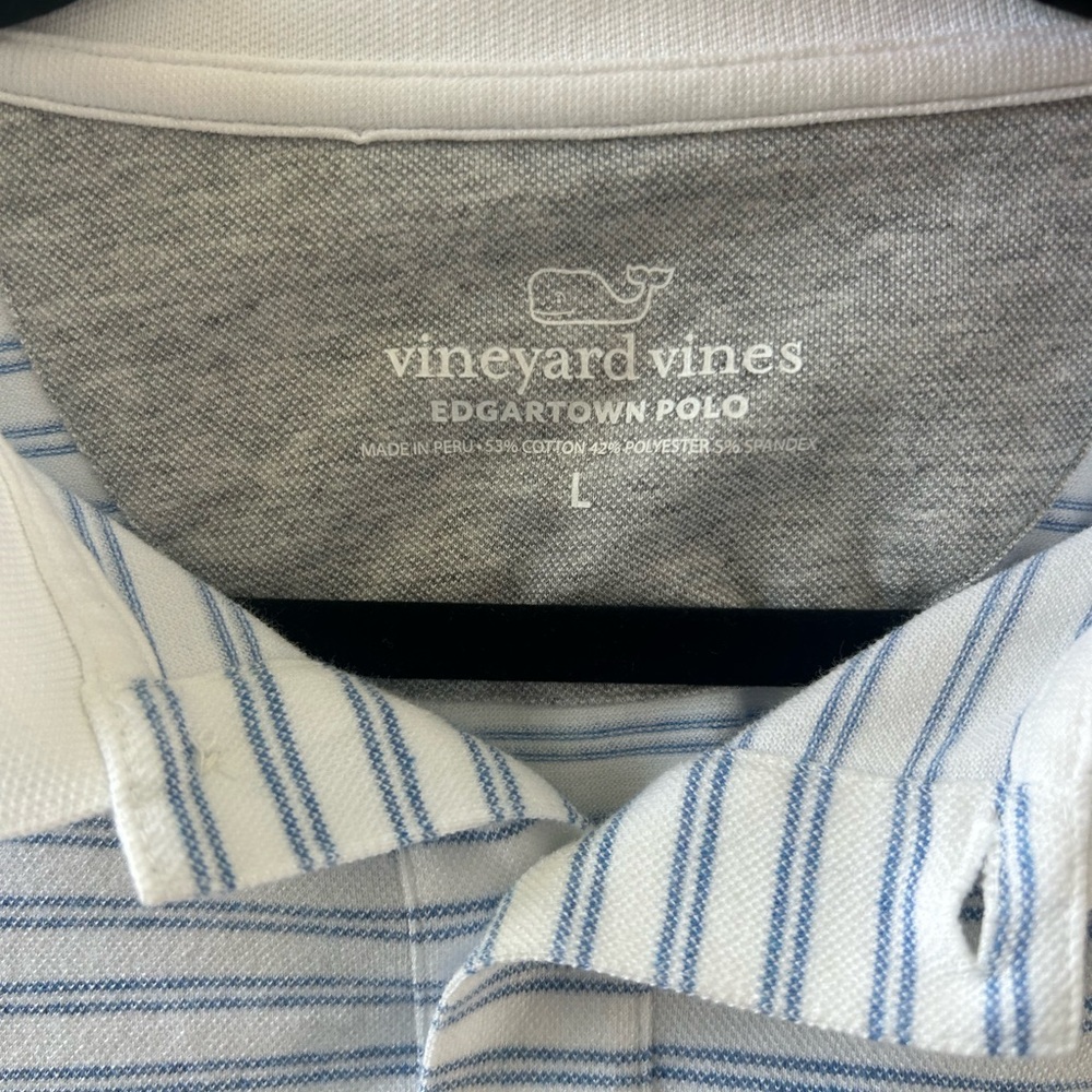 Vineyard Vines Stripe Edgartown Pique Polo Size Large - Picture 4 of 5